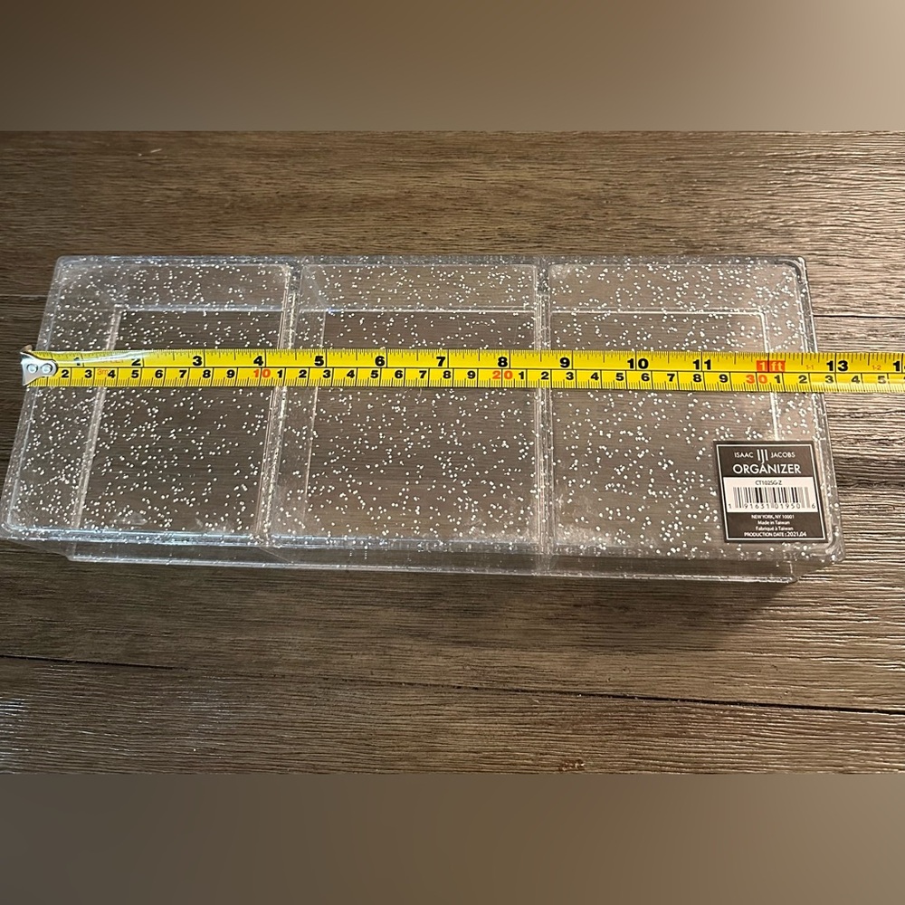 Isaac Jacob’s Acyrlic Clear With Sparkles 3 Compartment Organizer - N w/o T - Picture 4 of 5